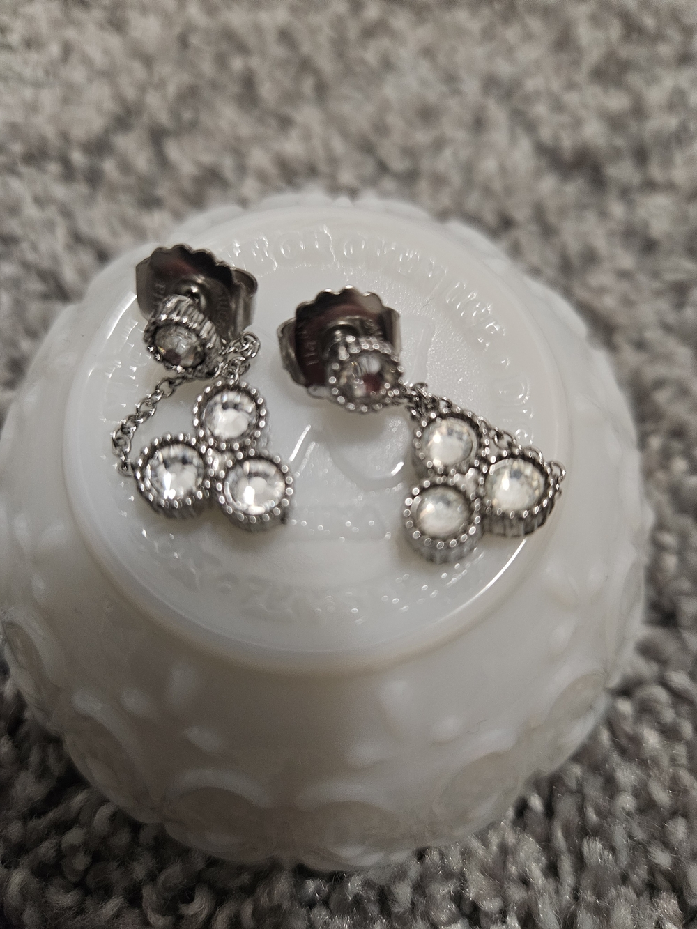 Lia Sophia Silver Clear Crystal Cluster Drop Earrings